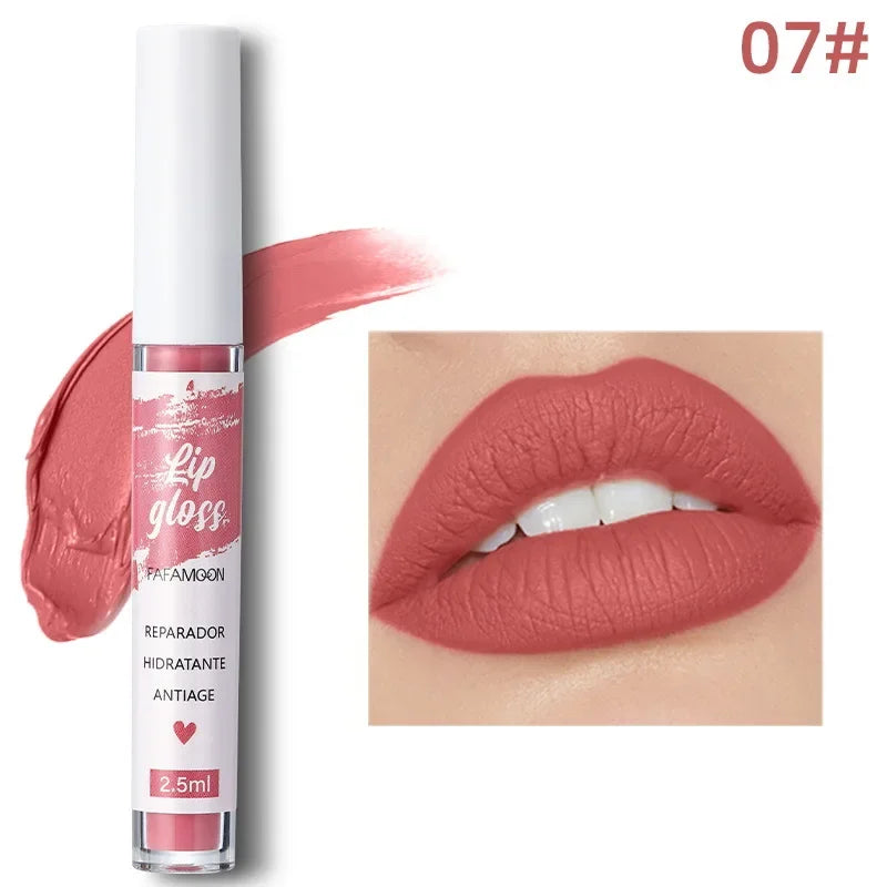 Rose Red Matte Liquid Lipstick Makeup Lip Glaze Moisturizing Waterproof Durable Lip Mud Non-stick Cup Lip Gloss Makeup Korean