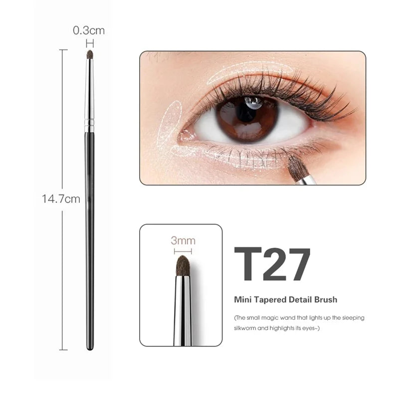 4Pcs Fine Eyeshadow Brushes Smudge Precision Eyeliner Smudge Makeup Brush Eyelid Highlighter Lying Silkworm Makeup Brushes Tools