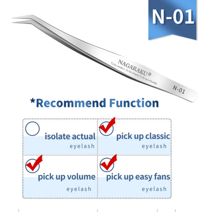 NAGARAKU Eyelash Extension Tweezers N-01/02/03 Makeup Stainless Steel Eyelash 3D accurate Clip