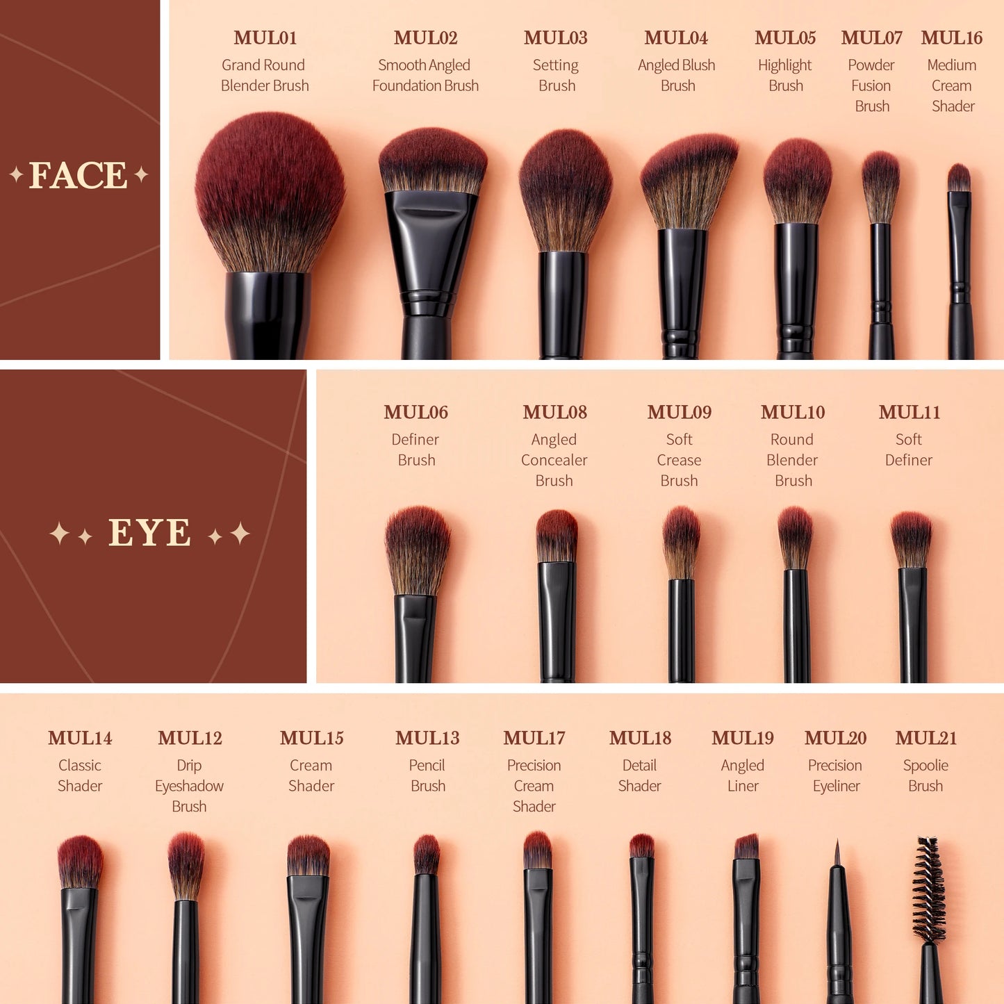 Jessup Makeup Brushes Set 3-21pcs Premium Synthetic Big Powder Foundation Concealer Eyeshadow Eyeliner Spoolie Wooden T271