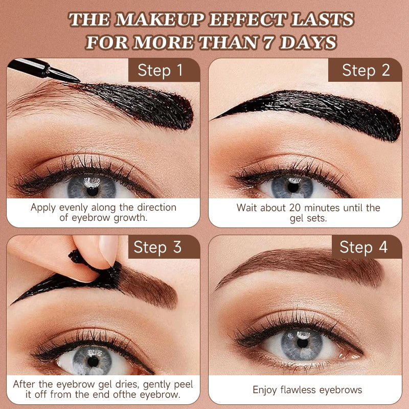 Long-Lasting Eyebrow Tint Gel, Waterproof, Semi-Permanent, Quick-Dry Transfer, Eyebrow Tattoo Beauty Cream, All Skin Types