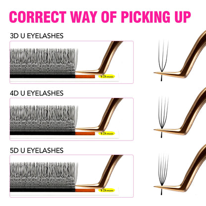 TDANCE U-Shaped 3D 4D 5D Eyelash Extension U Shape W Style Faux Mink Premade Fans Natural Soft Volume Makeup Eyelashes