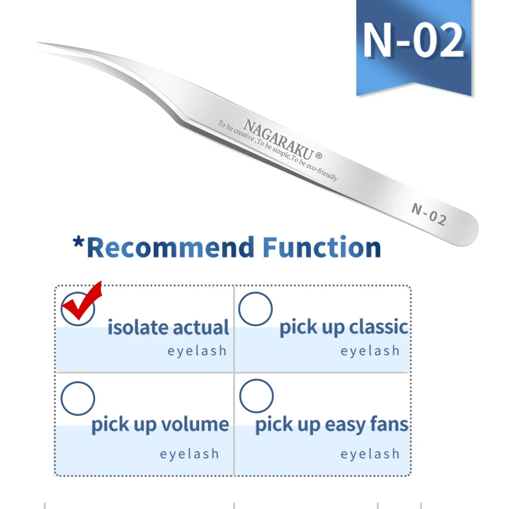 NAGARAKU Eyelash Extension Tweezers N-01/02/03 Makeup Stainless Steel Eyelash 3D accurate Clip
