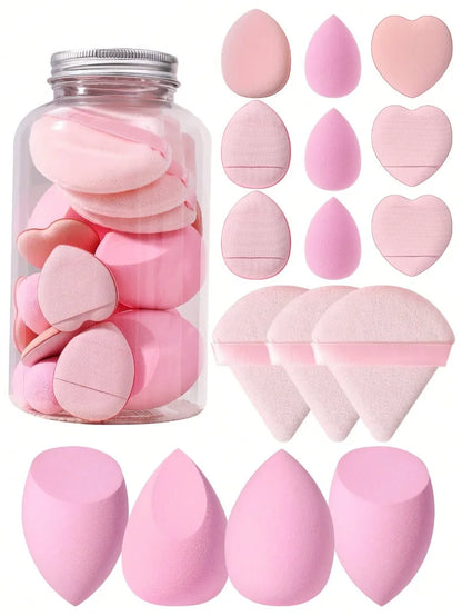 Face Makeup Tool Set With Organizer, Large Beauty Eggs Fan Puffs   Mini Beauty Eggs Thumb Puffs Makeup Sponge Puffs