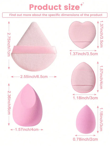 Face Makeup Tool Set With Organizer, Large Beauty Eggs Fan Puffs   Mini Beauty Eggs Thumb Puffs Makeup Sponge Puffs