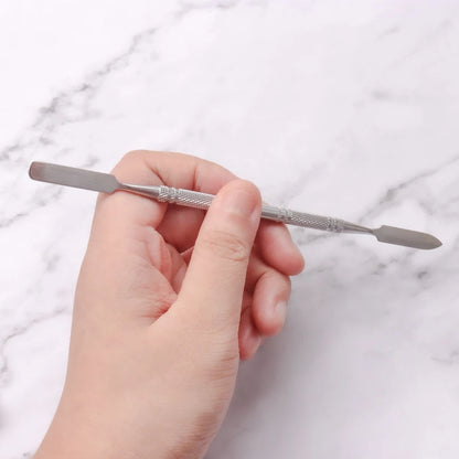 NEW style Stainless steel Cuticle Pusher Nail Art Stirring Polish Powder Blend Spatulas Tone Rods Manicure Remover Makeup Tools