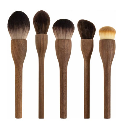 New 1Pcs European Vintage Wood Handle Makeup Brush High Quality Walnut Loose Powder Blush Foundation Contour Brush Super Soft