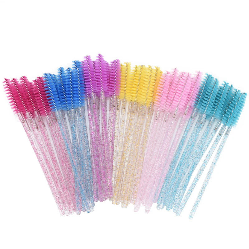 QSTY 50Pcs Crystal StickEyelash Brushes Eyelashes ExtensionsSupplies Makeup Brush Disposable Mascara Wands Applicator Lash Scrub