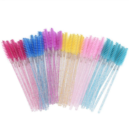 QSTY 50Pcs Crystal StickEyelash Brushes Eyelashes ExtensionsSupplies Makeup Brush Disposable Mascara Wands Applicator Lash Scrub