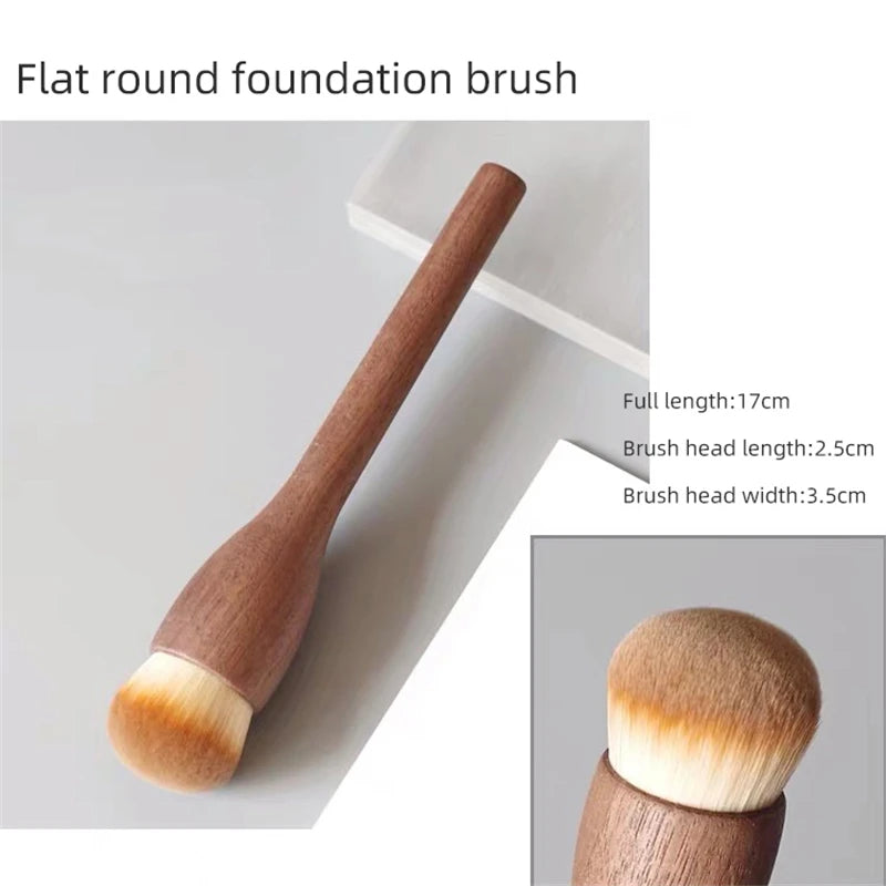 New 1Pcs European Vintage Wood Handle Makeup Brush High Quality Walnut Loose Powder Blush Foundation Contour Brush Super Soft