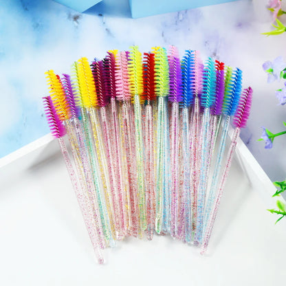 QSTY 50Pcs Crystal StickEyelash Brushes Eyelashes ExtensionsSupplies Makeup Brush Disposable Mascara Wands Applicator Lash Scrub