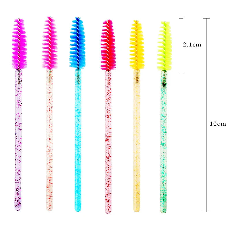 QSTY 50Pcs Crystal StickEyelash Brushes Eyelashes ExtensionsSupplies Makeup Brush Disposable Mascara Wands Applicator Lash Scrub