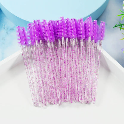 QSTY 50Pcs Crystal StickEyelash Brushes Eyelashes ExtensionsSupplies Makeup Brush Disposable Mascara Wands Applicator Lash Scrub