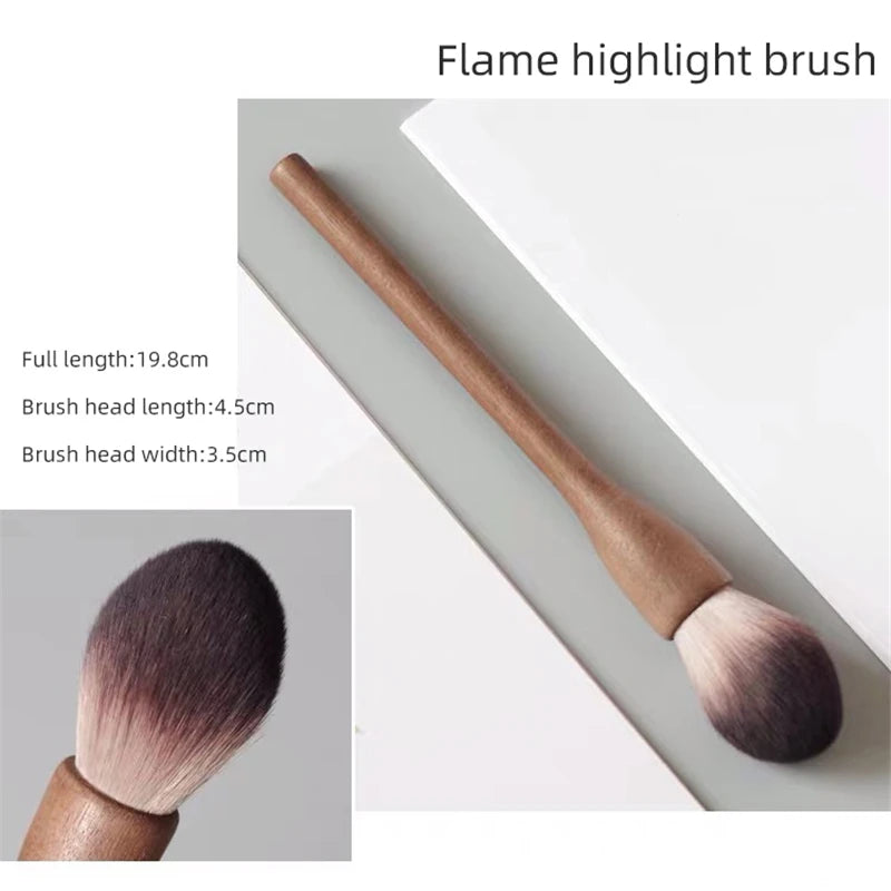 New 1Pcs European Vintage Wood Handle Makeup Brush High Quality Walnut Loose Powder Blush Foundation Contour Brush Super Soft