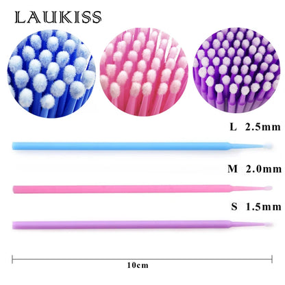 500pcs/lot Disposable Applicator Micro Brushes for Eyelash Extension Lash Cleaning Brushes Lip Brush Sticks Makeup Tools