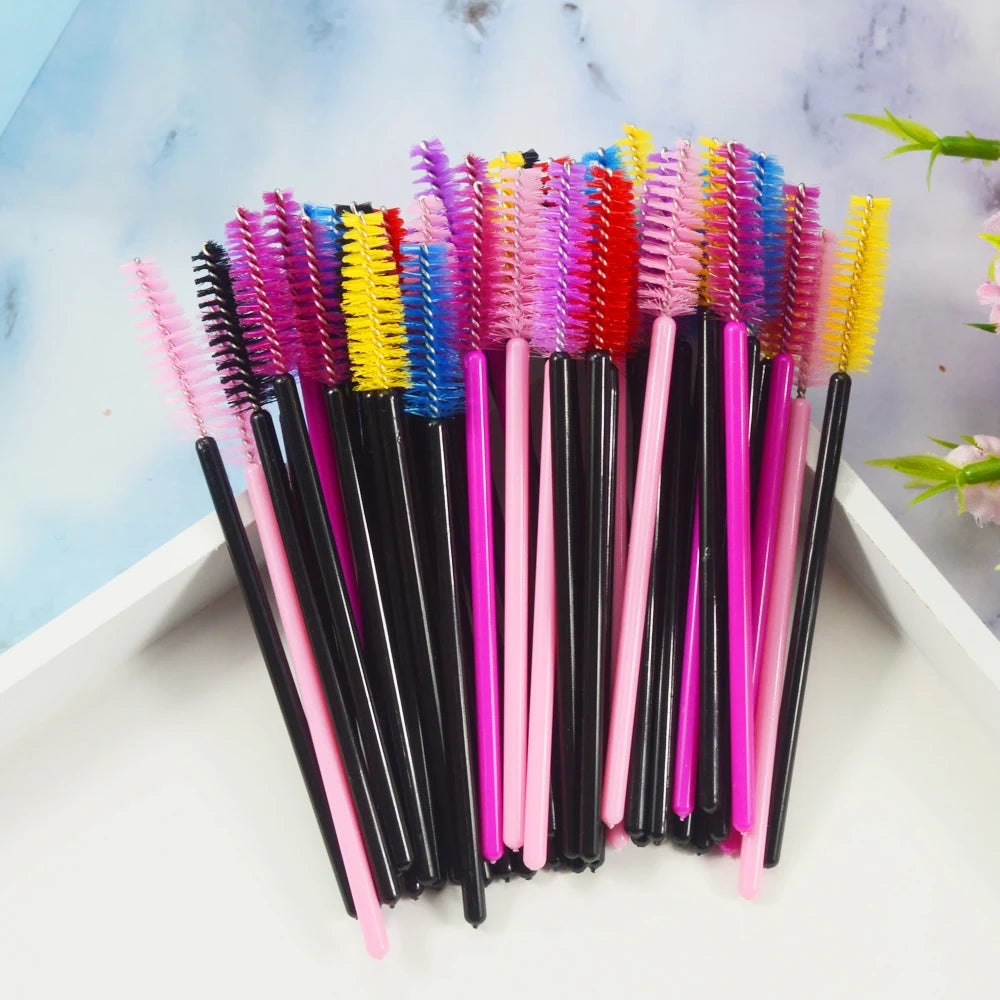 QSTY 50Pcs Crystal StickEyelash Brushes Eyelashes ExtensionsSupplies Makeup Brush Disposable Mascara Wands Applicator Lash Scrub