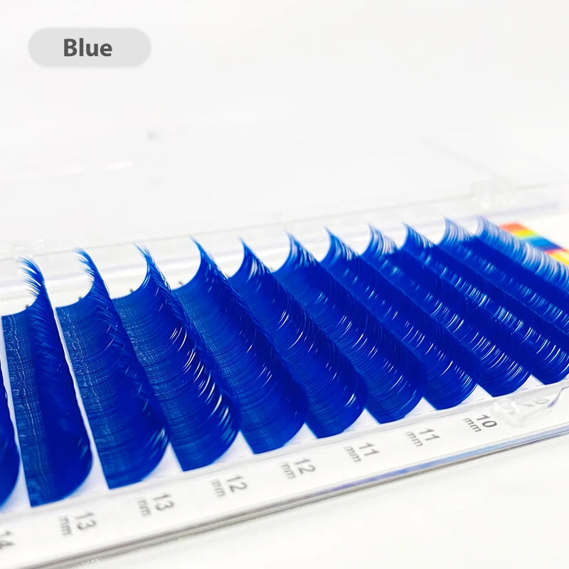 NATUHANA Colored Eyelashes for Extension Individual Color Lashes 8-14 Mix C D Curl False Mink Blue Rainbow Eyelashes Makeup
