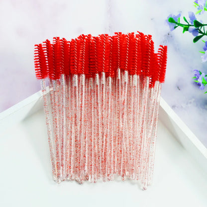 QSTY 50Pcs Crystal StickEyelash Brushes Eyelashes ExtensionsSupplies Makeup Brush Disposable Mascara Wands Applicator Lash Scrub