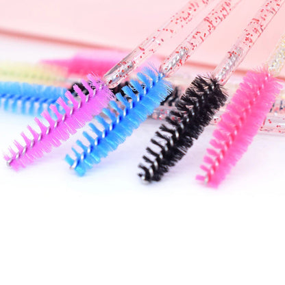 QSTY 50Pcs Crystal StickEyelash Brushes Eyelashes ExtensionsSupplies Makeup Brush Disposable Mascara Wands Applicator Lash Scrub