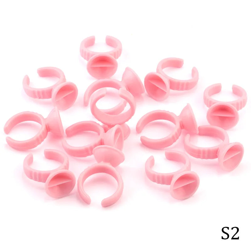 50/100Pcs Disposable Glue Ring Cup For Lashes Fan Tattoo Pigment Holder Eyelash Extension Container Glue Holder Makeup Supplies
