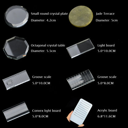 Eyelash Extension Pallet Crystal Glass U Curved/Straight Stand False Eyelashes Holder Transparent Glue Tray Beauty Makeup Tool