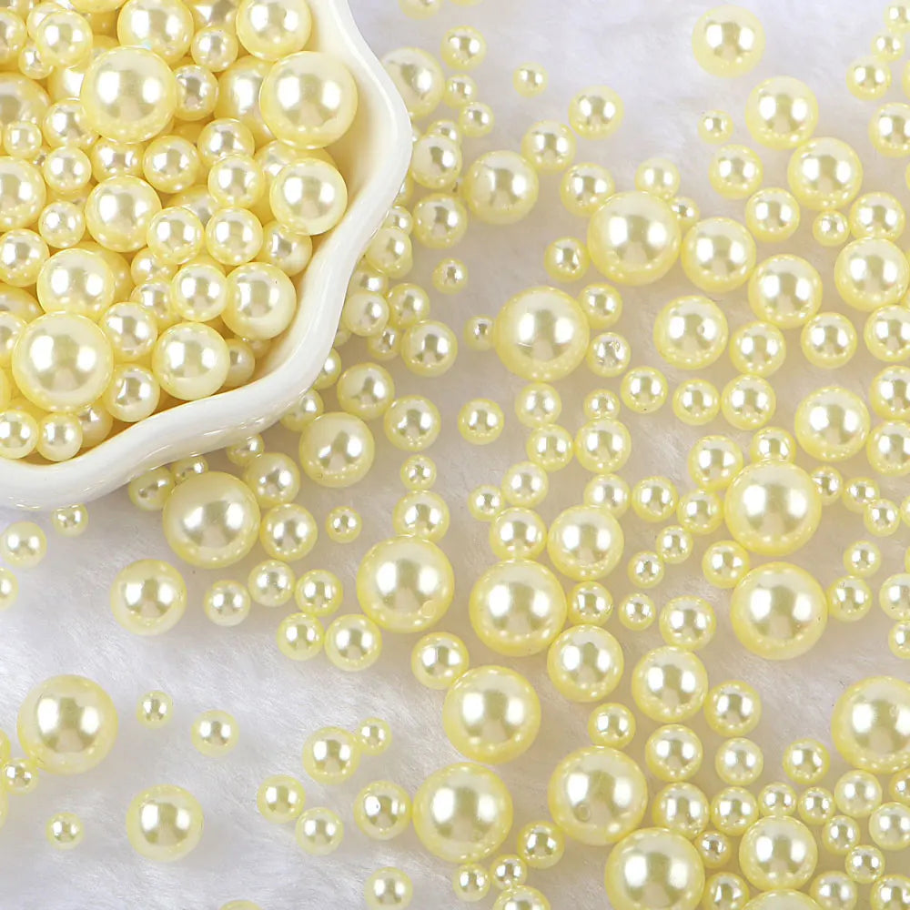 10g Random Mix 3-10mm No Hole ABS Imitation Pearl Bead For Vase Filler Makeup Brush For DIY  Jewelry Making  Decor  F0912