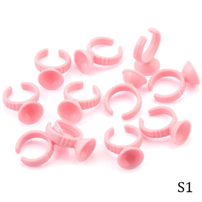 50/100Pcs Disposable Glue Ring Cup For Lashes Fan Tattoo Pigment Holder Eyelash Extension Container Glue Holder Makeup Supplies