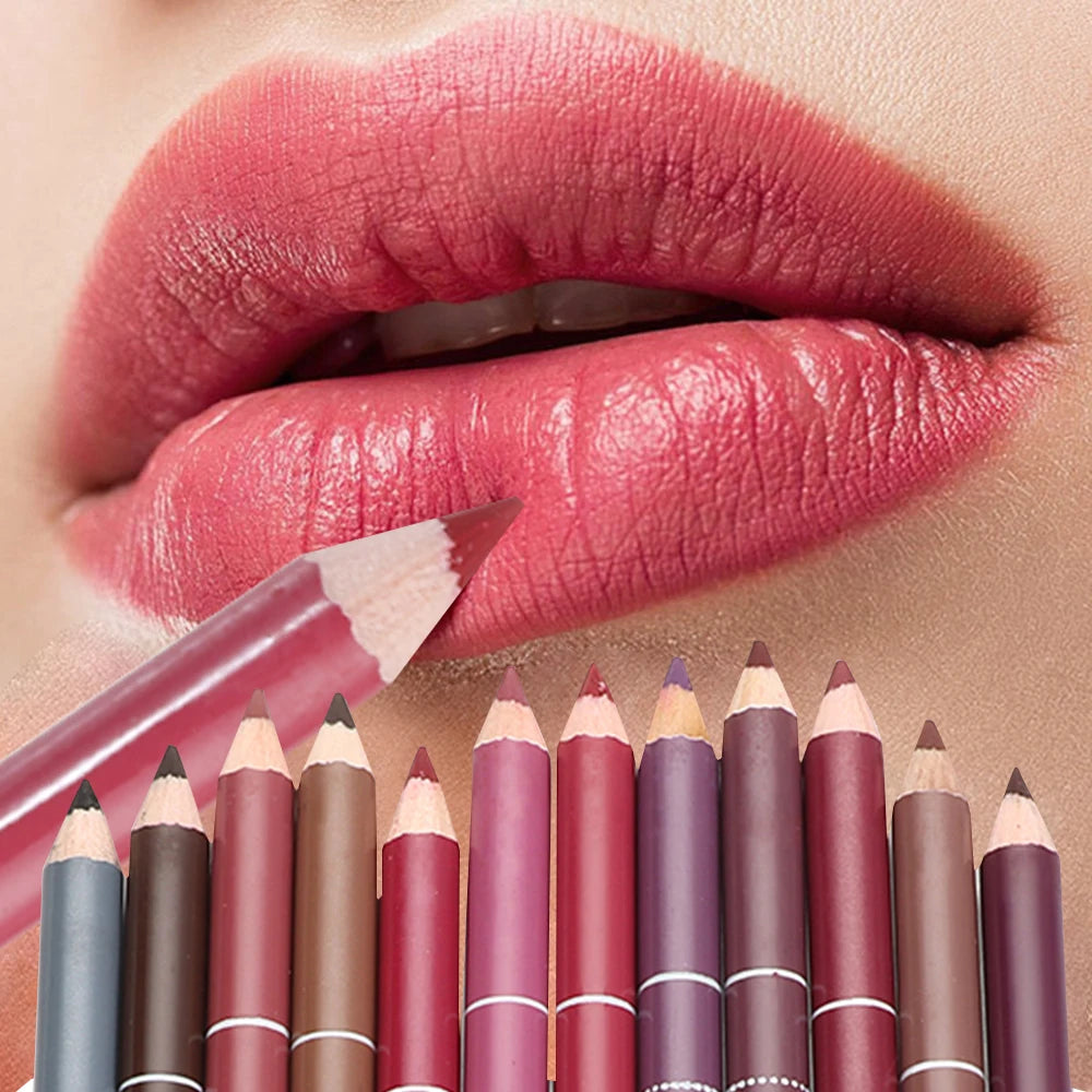 1PC Matte Natural Wood Lip liner Pen Waterproof Long Lasting Lipstick Pencil Contour Matte Lady Charming Women's Makeup Tool