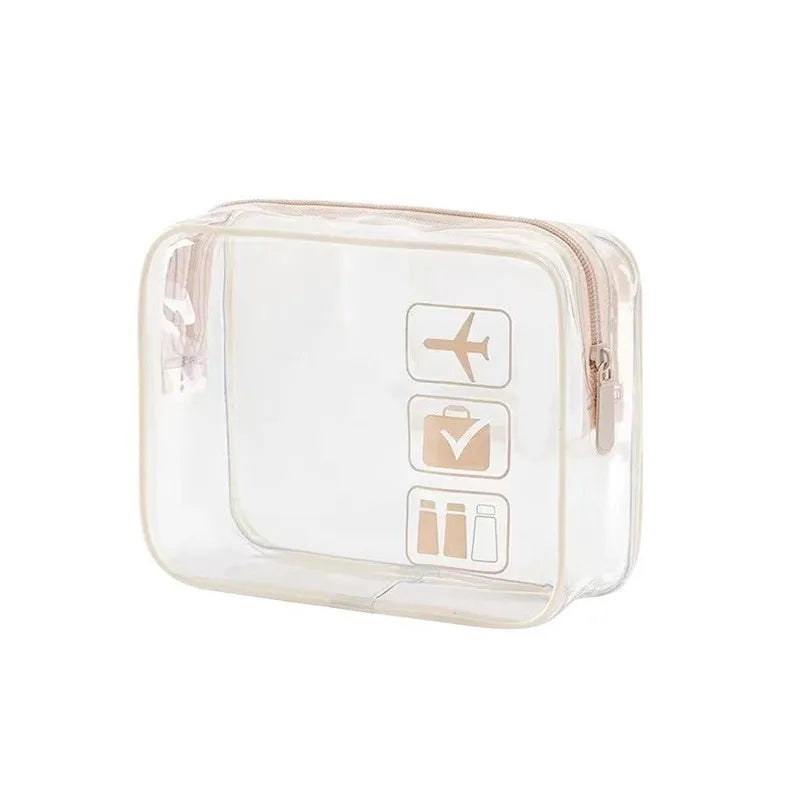 Clear Zippered Makeup Organizer Bag - Transparent Cosmetic Case For Travel & Bathroom Storage 