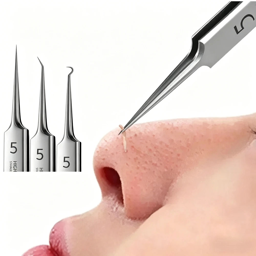 Hot No.5 German Ultra-fine Blackhead Remover Tweezers Professional Salon Pimple Acne Needle Cell Clip Comedone Extractor Tools