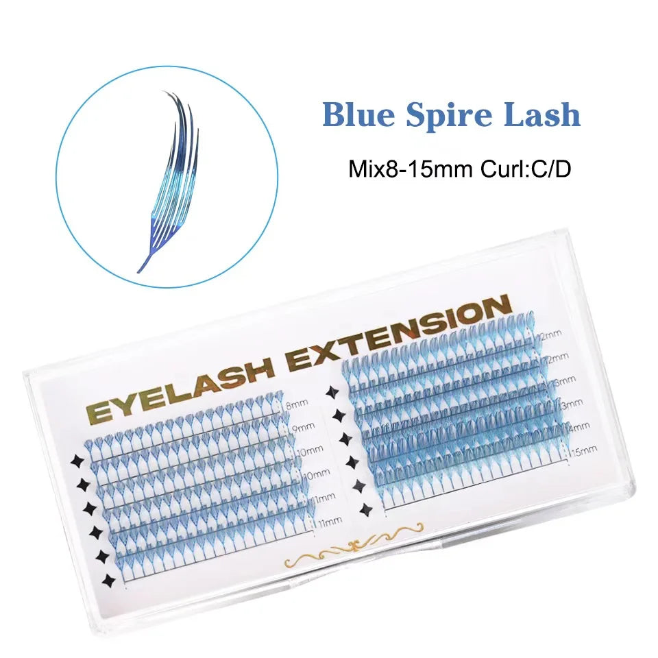 RUJADE New Colorful Shiny Manga Comic Spire Lashes Tinsel Anime Eyelash Extension Premade Fans Feather Shape Party Makeup Lashes