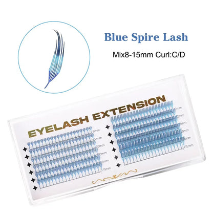RUJADE New Colorful Shiny Manga Comic Spire Lashes Tinsel Anime Eyelash Extension Premade Fans Feather Shape Party Makeup Lashes