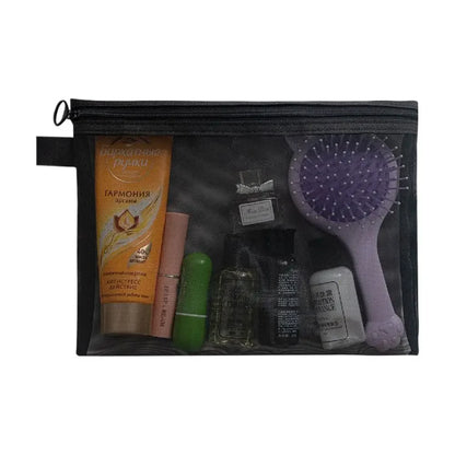 Fashion Large Capacity Mesh Cosmetic Bag Square Bag Zipper Bag Makeup Bag Pencil Cases Wash Pouch Cosmetic