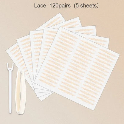 480Pcs Stealth Double Fold Eyelid Tape Fiber Sticker Lace Nature Clear Beige Stripe Self-adhesive Natural Eye Makeup with Tool
