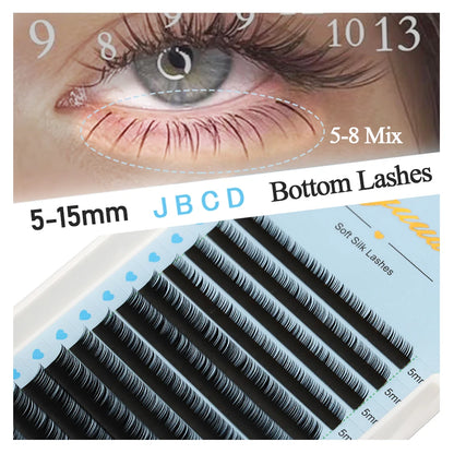 AGUUD J B C D Volume Individual Eyelash Extension Lashes Matte Black Natural Soft 5-7mm Lower Lash Bottom Silk Makeup Lash Cilos