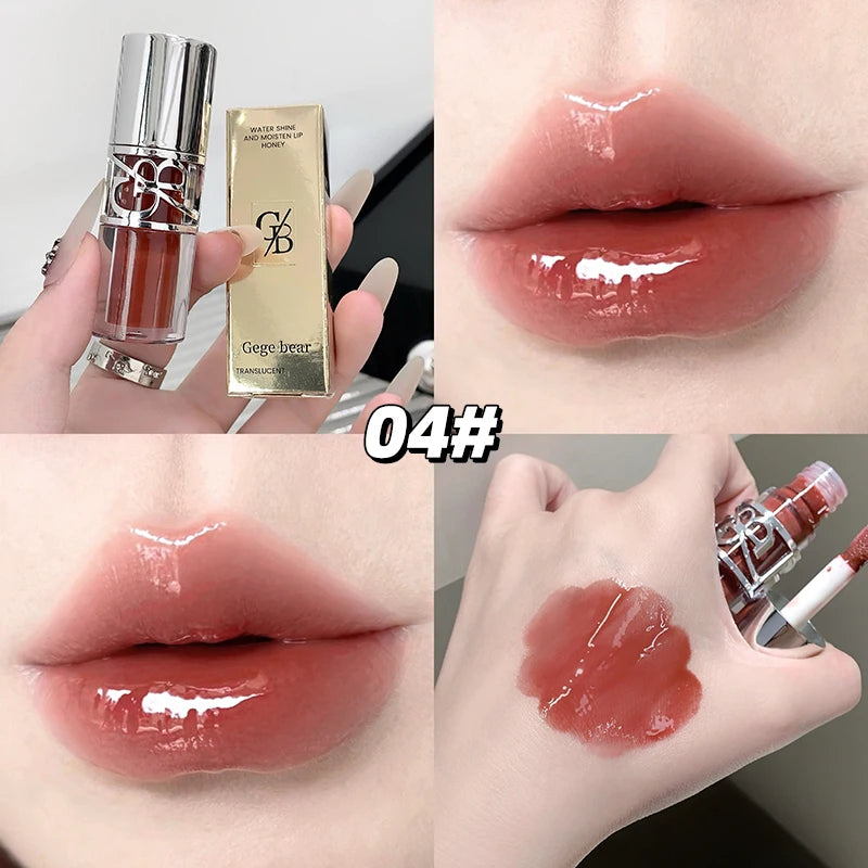 Gege Bear Sparkling Mirror Water Lip Gloss,hydrating and moisturizing Lip Gloss makeup, long-lasting color display lipstick gift