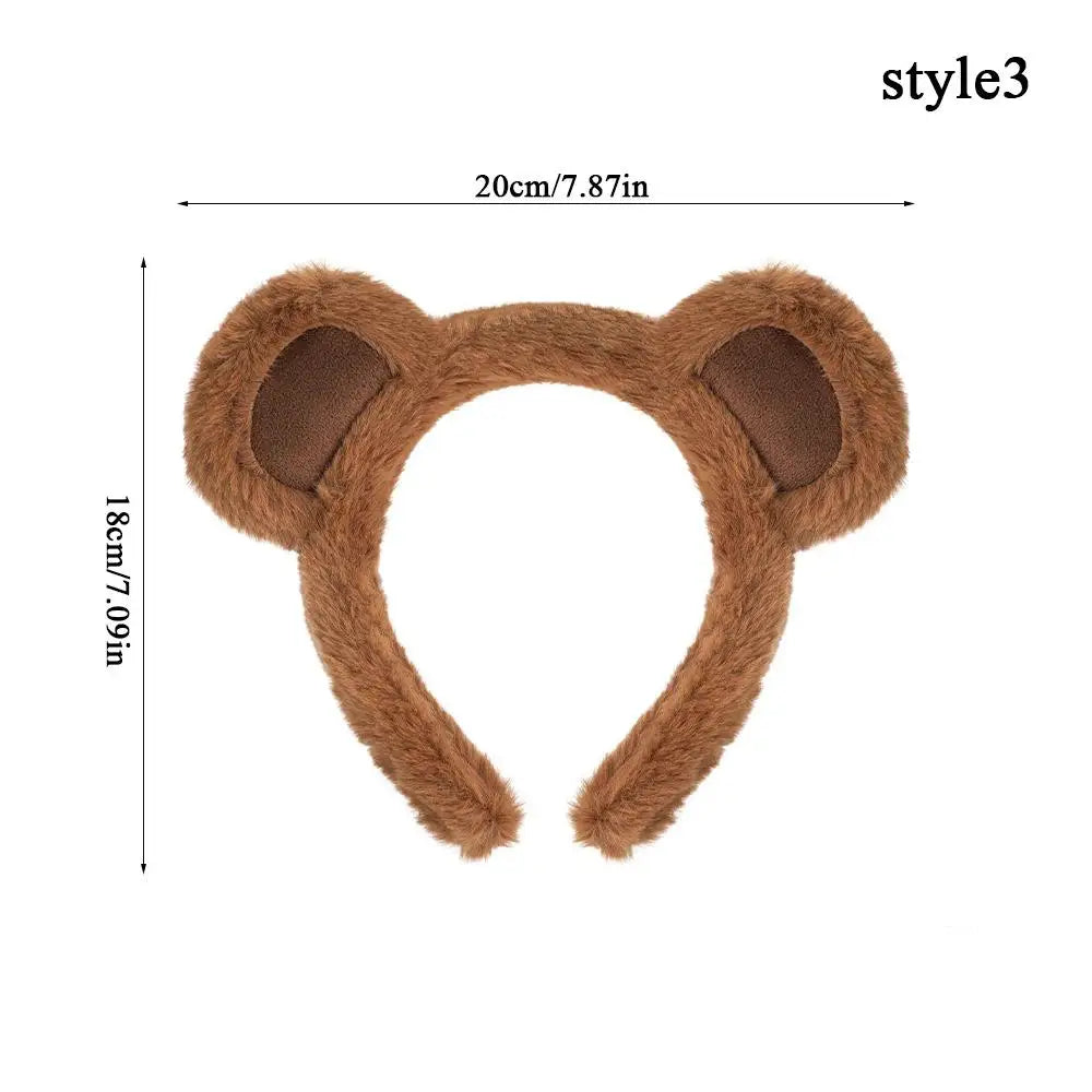 Plush Bear Ear Girl's Headbands Cosplay Makeup Headpiece Brown Animal Ears Hair Hoop DIY Cute Sweet Cartoon Hair Accessories