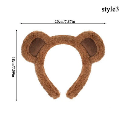 Plush Bear Ear Girl's Headbands Cosplay Makeup Headpiece Brown Animal Ears Hair Hoop DIY Cute Sweet Cartoon Hair Accessories