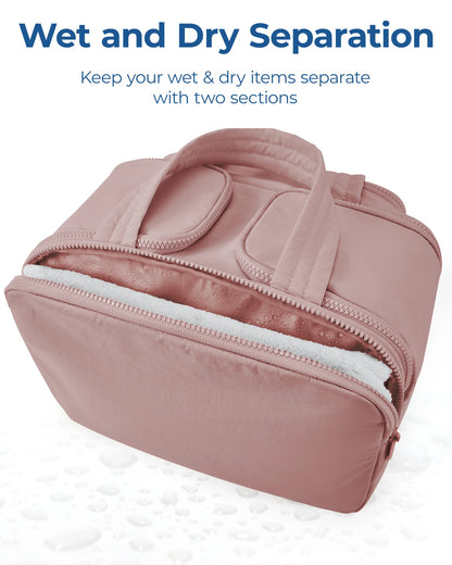BAGSMART Large Capacity Travel Toiletry Bag Opening Makeup Bag Portable Cosmetic Storage Bag With Handle For Accessories Toiletr