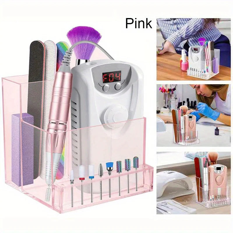1PC Nail Drill Bits Holder Display Clear Nail Display Box Transparent Makeup Organizer Nail Manicure Tools Acrylic Nail Display