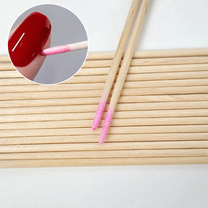 400pcs Pink Double Head Nail Art Cuticle Pusher Remover 7CM Orange Wood Sticks Cotton Swab Clean Tool for Nail Rhinestone Makeup