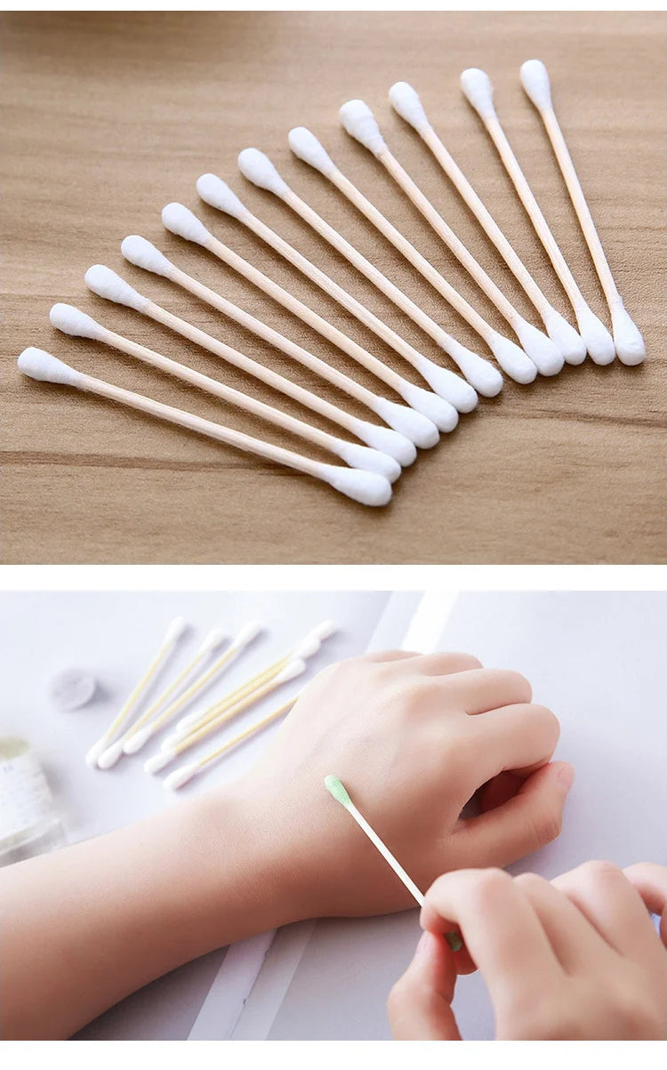 300/500/1000pcs Double Head Cotton Swab Women Makeup Cotton Buds Tip for Wood Sticks Nose Ears Cleaning Health Care Tools