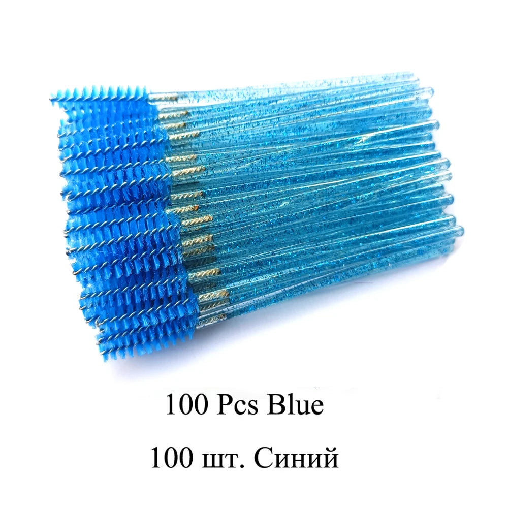100Pcs Crystal Eyelash Brush Disposable Mascara Wands Eyelash Extension Microbrush Eyebrow Applicator Makeup Brush
