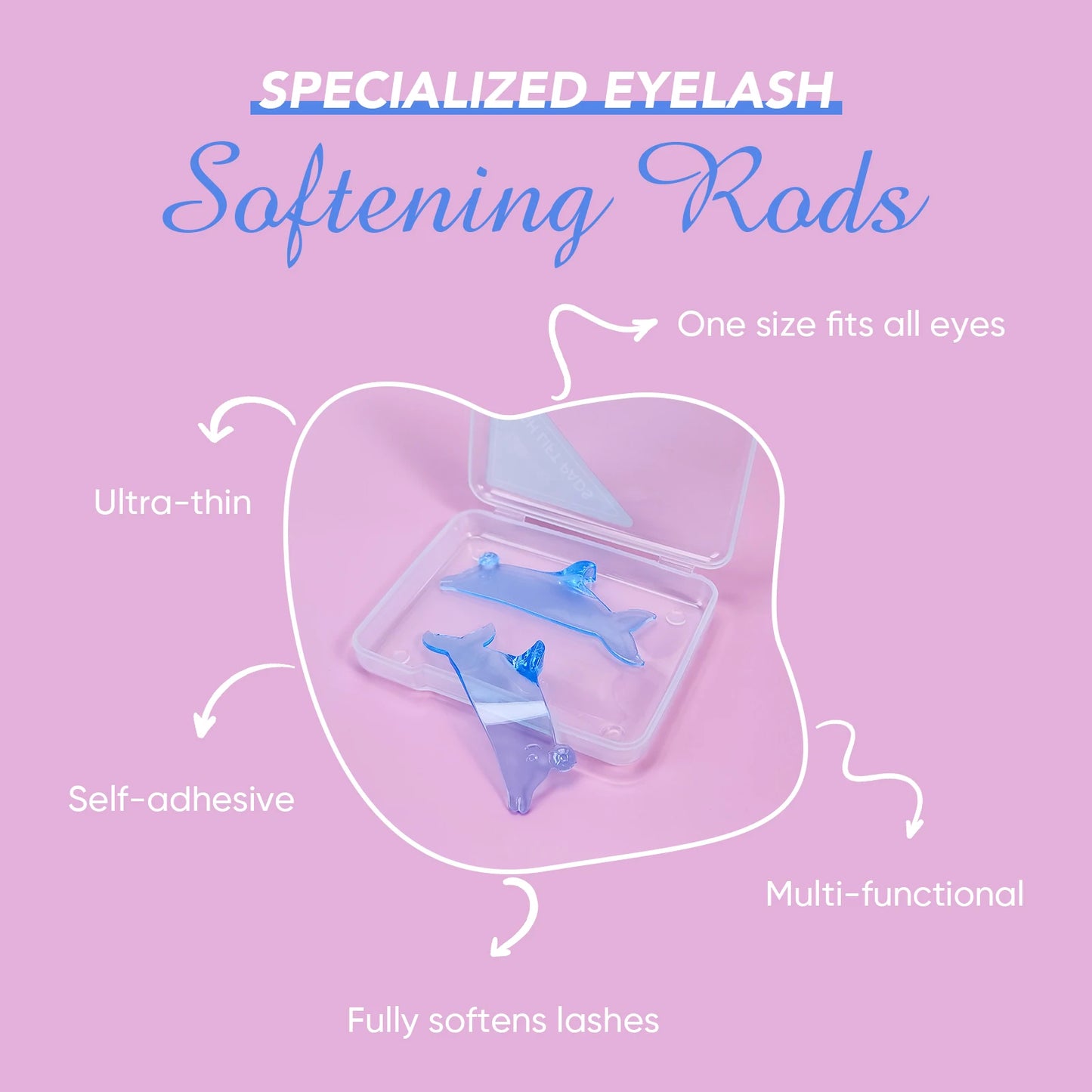 Libeauty 1 Pair Dolphin Shape Reusable Silicone Eyelash Perm Lash Rod Shield Lash Softening Pads Eyelash Curler Makeup Tools