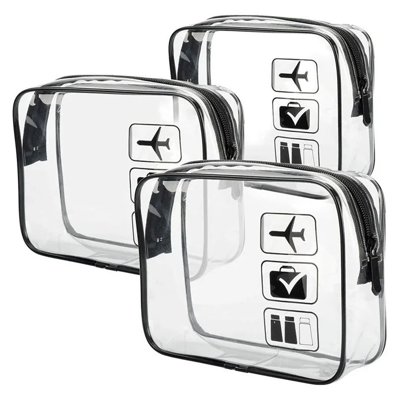 Clear Zippered Makeup Organizer Bag - Transparent Cosmetic Case For Travel & Bathroom Storage 