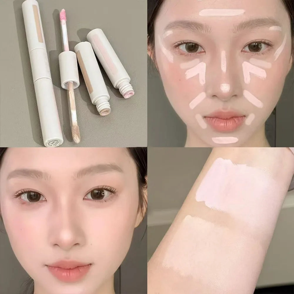Dual End Concealer Stick Pink Liquid Brightening Contour Pen Correcting Penfor Under Eye & Face Sculpting Full Coverage Makeup