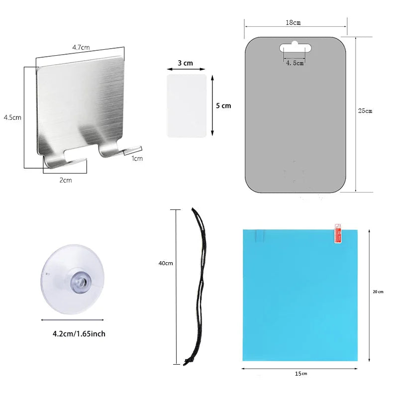 Big Size Acrylic Mirror Set Anti Fog Mirror for Bathroom Shower Shaving Washroom Fogless Fog Free Travel Mirror Non-Slip Stand