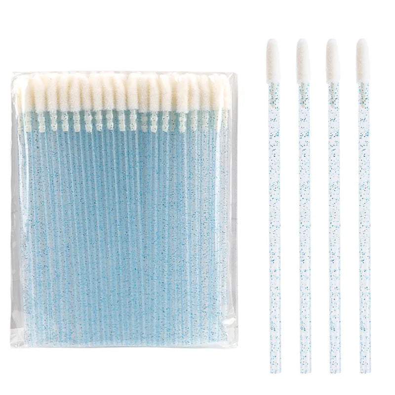 50Pcs Disposable Crystal Lip Brush Lipstick Gloss Wands Eyelash Makeup Micro Brushes Lash Extension Clean Applicator Makeup Tool