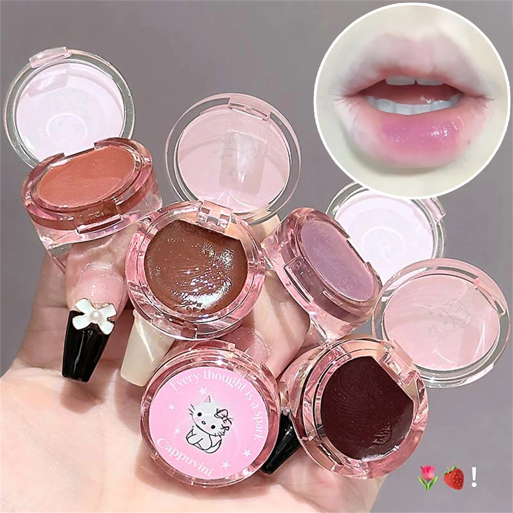 Kitten Ring Solid Lip Gloss–Natural Juicy Shine Moisturizing Tinted Lip Balm Plumping Lipstick Korean Makeup Waterlight Glossy