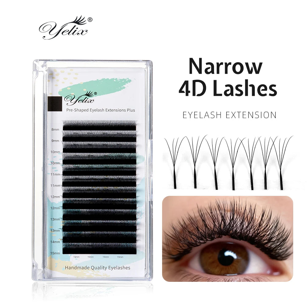 Yelix Smaller Spacing 4D-W Eyelash Extension Narrow 4D W Shape Lashes Premade Fan Soft Individual Faux Cils Premium Makeup Cilia